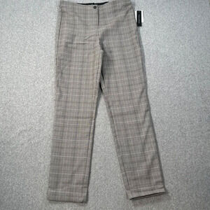 Violets & Roses Plaid Trouser Pants Women's 12/31 Stretch Straight Leg New Gray